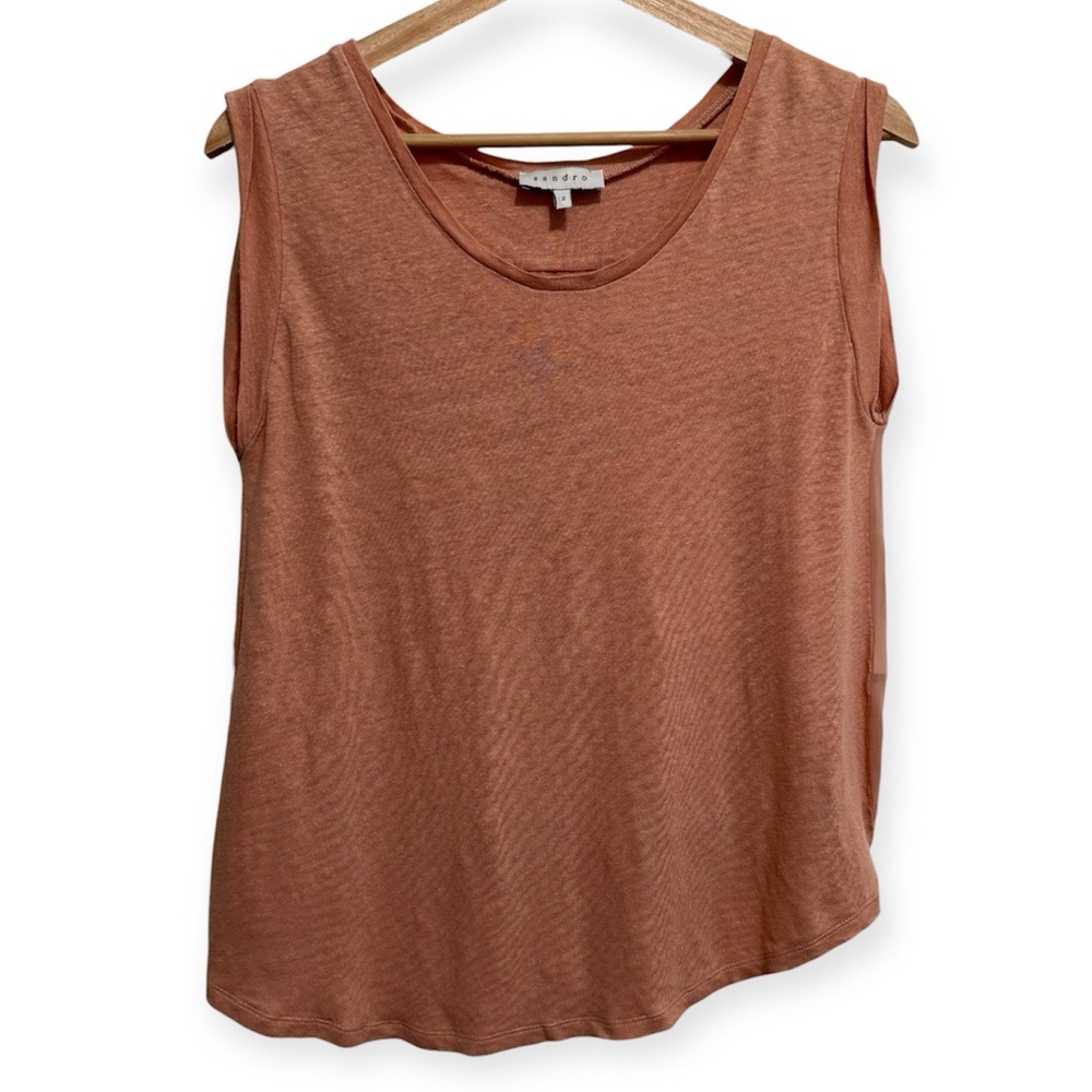 Sandro Linen Chiffon Flyaway Back Blouse Top